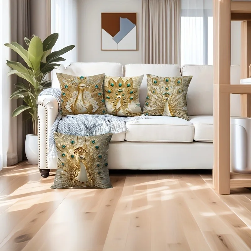 ديكور المنزل رائعة نمط الطاووس الطباعة الرقمية نمط غطاء الوسادة مناسبة لغرفة نوم أريكة غطاء وسادة السيارة