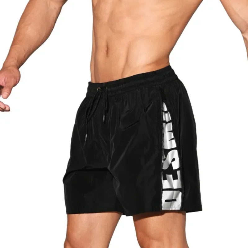 

Купальник с боковой молнией, мужские шорты для плавания, пляжные шорты для серфинга, спортивные шорты-бермуды, тонкие быстросохнущие шорты-бермуды, мужские плавки