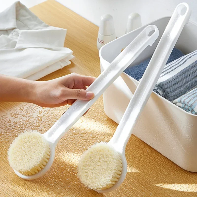 New Simple PP Long Handle Soft Nylon Bath Brush Easy Convenient Clean Back Body Exfoliating Massage Brush Bathroom Accessories