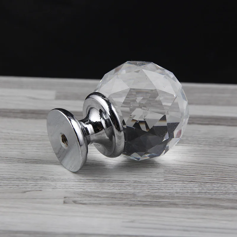 1pcs  Single Hole 30MM Crystal Glass Ball Handle Handle European Cabinet Door Drawer Handle Furniture Hardware Accessories