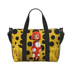 Custom Yayoi Kusama Polka Tote Bag Women Large Capacity Pumpkin Gym Beach Shoulder Travel Bag
