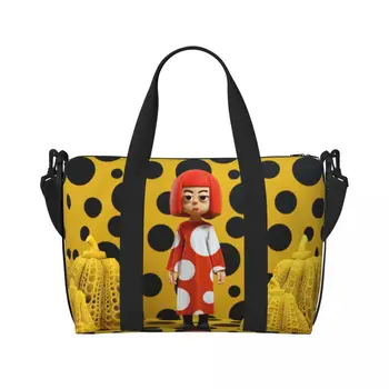 Borsa tote personalizzata Yayoi Kusama Polka Borsa da viaggio a tracolla da spiaggia per palestra di zucca di grande capacità