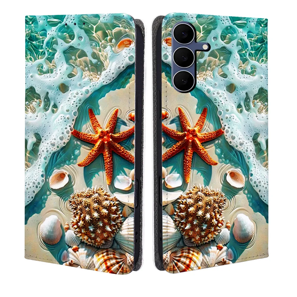 

Colorful Beach Magnetic Flip Phone Cover for Tecno Camon 40 30S 20 19 Pro 17/Pova 7 Ultra 6 4 5 with Built-in Wallet Card Slots