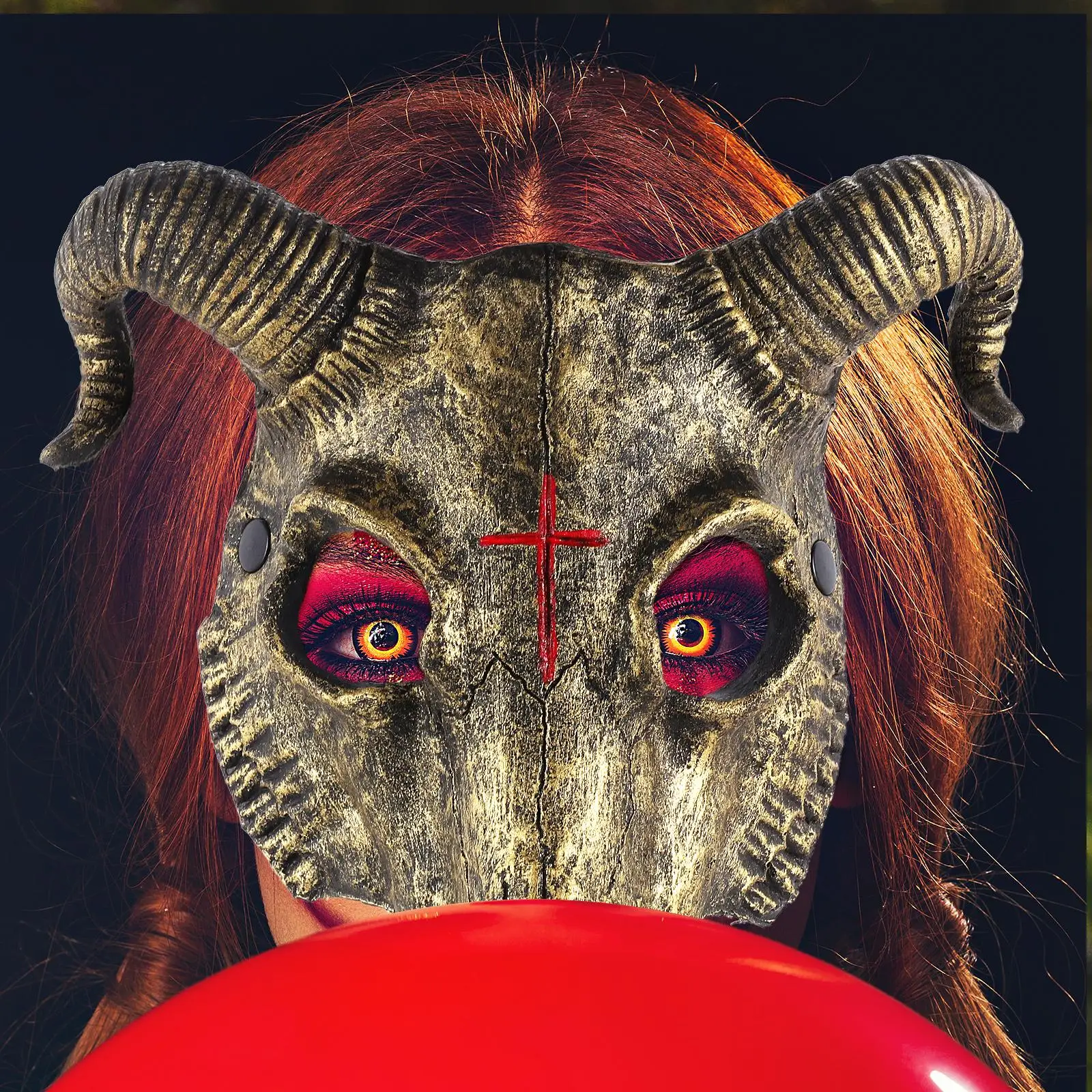 Maschera di capra decorativa di Halloween per adulti Fancy Dress Party Bar Photo Prop Forniture di carnevale in stile horror unico