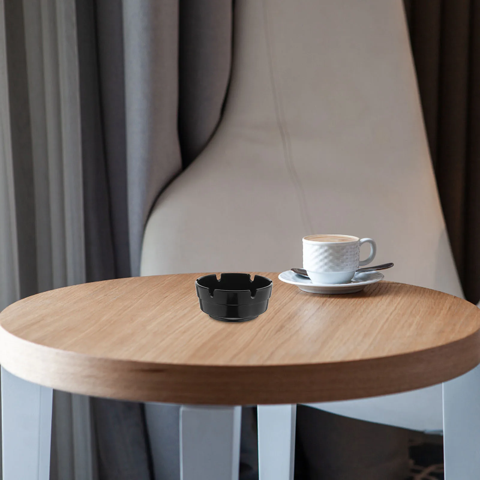 

4pcs Fire-Resistant Ashtrays Round Tabletop Melamine Cigarette Holder For Home Hotel Restaurant Indoor Outdoor Use Decorative