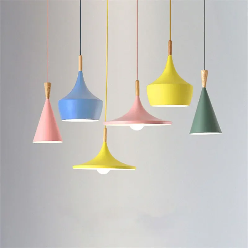 

Nordic Macaron Chandelier Modern Creative Log Aluminum Lamp Living Room Restaurant Lightings Canteen Kindergarten Lights Fixture