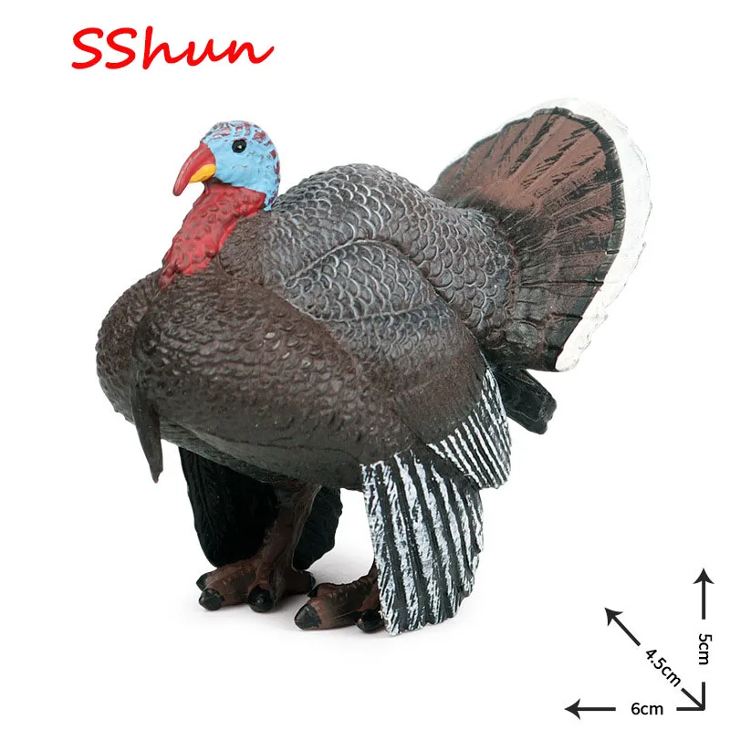 6*4.5*5CM Simulation Farm Poultry Animal Model New Turkey Duck Goose Rooster Hen Series Children's Toy Decoration Set