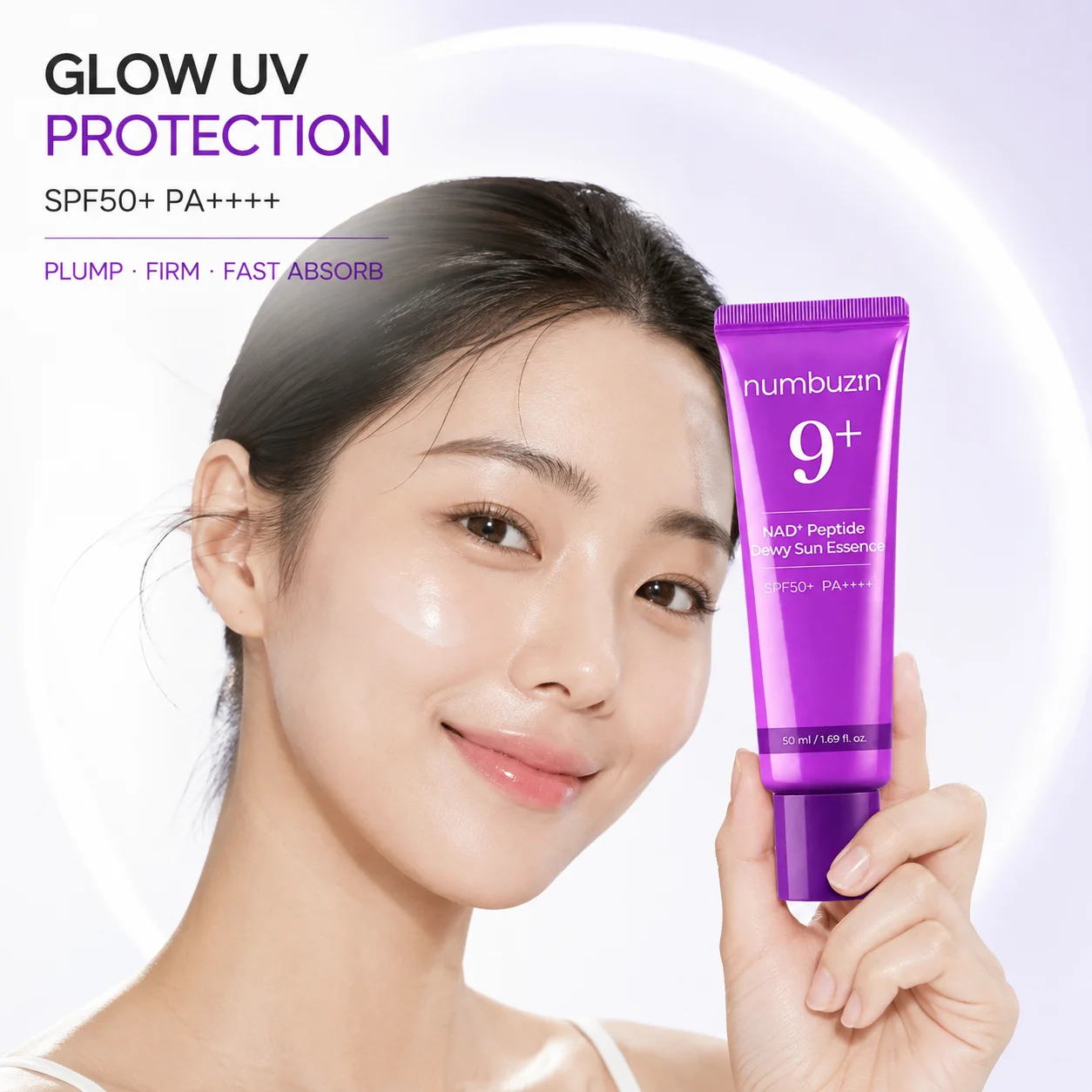 Numbuzin No.9 NAD+ Dewy Sun Essence 50ml, SPF50+ PA++++ Glow Sunscreen for UV Protection, Youthful-Looking Skin & Prevent Aging