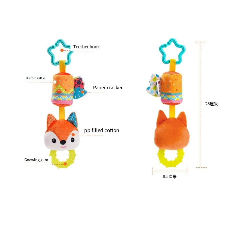ของเล่นที่นั่งในรถรถเข็นทารกแรกเกิดของเล่นมือเขย่าตุ๊กตาการ์ตูนสัตว์กระดิ่งแขวนของเล่นเด็กเพื่อการศึกษา0-24เดือน