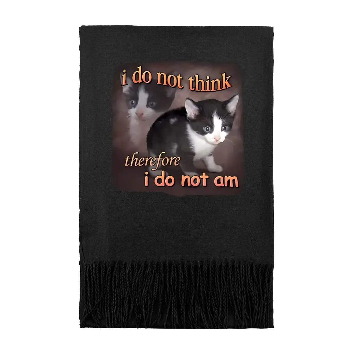 

Я не думаю, кошачий мем, типография, стильный унисекс, теплый шарф на шею, осень-зима, утолщенный холодостойкий шарф с запахом