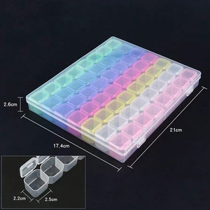 Trường hợp lưu trữ nhựa trong suốt cho các công cụ nghệ thuật móng tay, tổ chức khoang, vỏ hạt, hộp đựng đồ trang sức kim cương, 28 lưới, 56 lưới 12 Bán hàng chính làm móng tay - №6