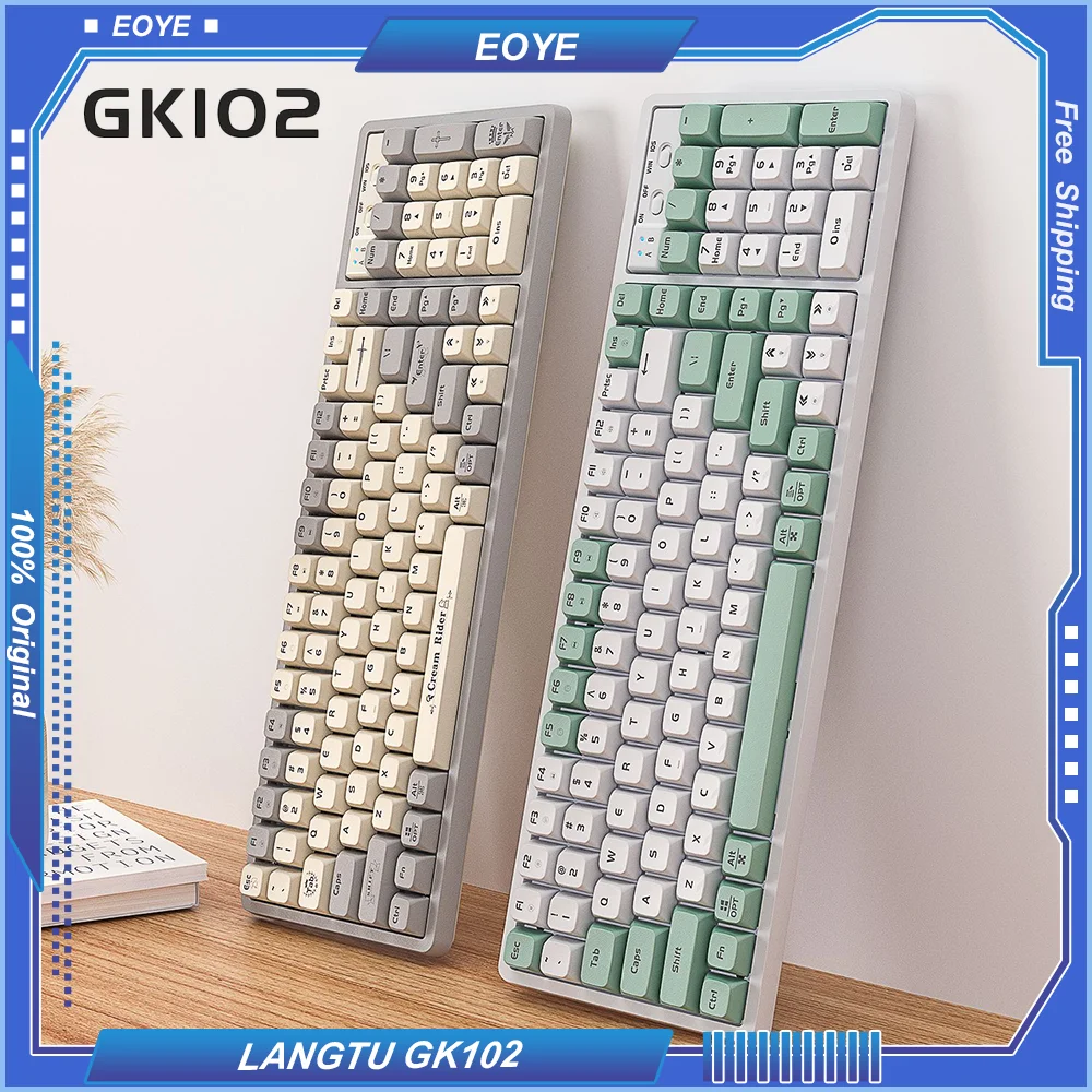 

LANGTU GK102 Tri-mode Bluetooth Wireless Mechanical Keyboard Wired Desktop Laptop Gaming Hotswappable Shaft 100% Layout Gasket