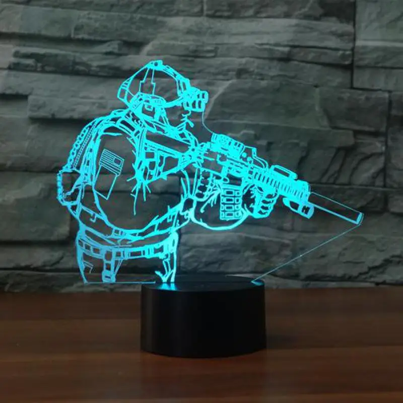 

Маленький настольный 3d светильник Hunter Soldier для гостиной, 7 цветов, с сенсорным экраном
