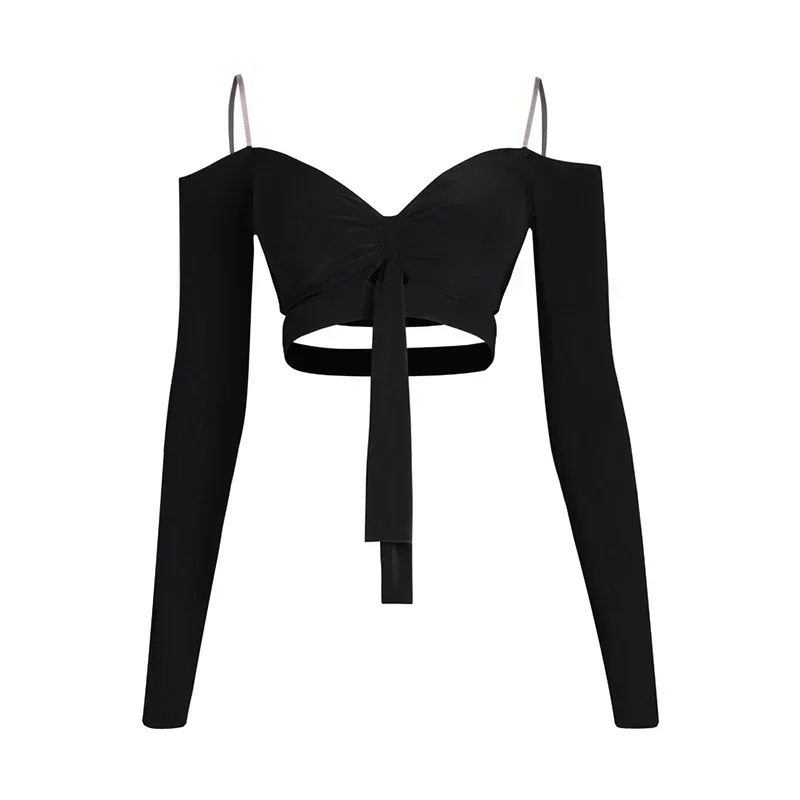 Nueva falda de baile latino para niñas, conjunto de falda corta de manga larga, trajes de competición de actuación Cha Samba, vestido negro burdeos