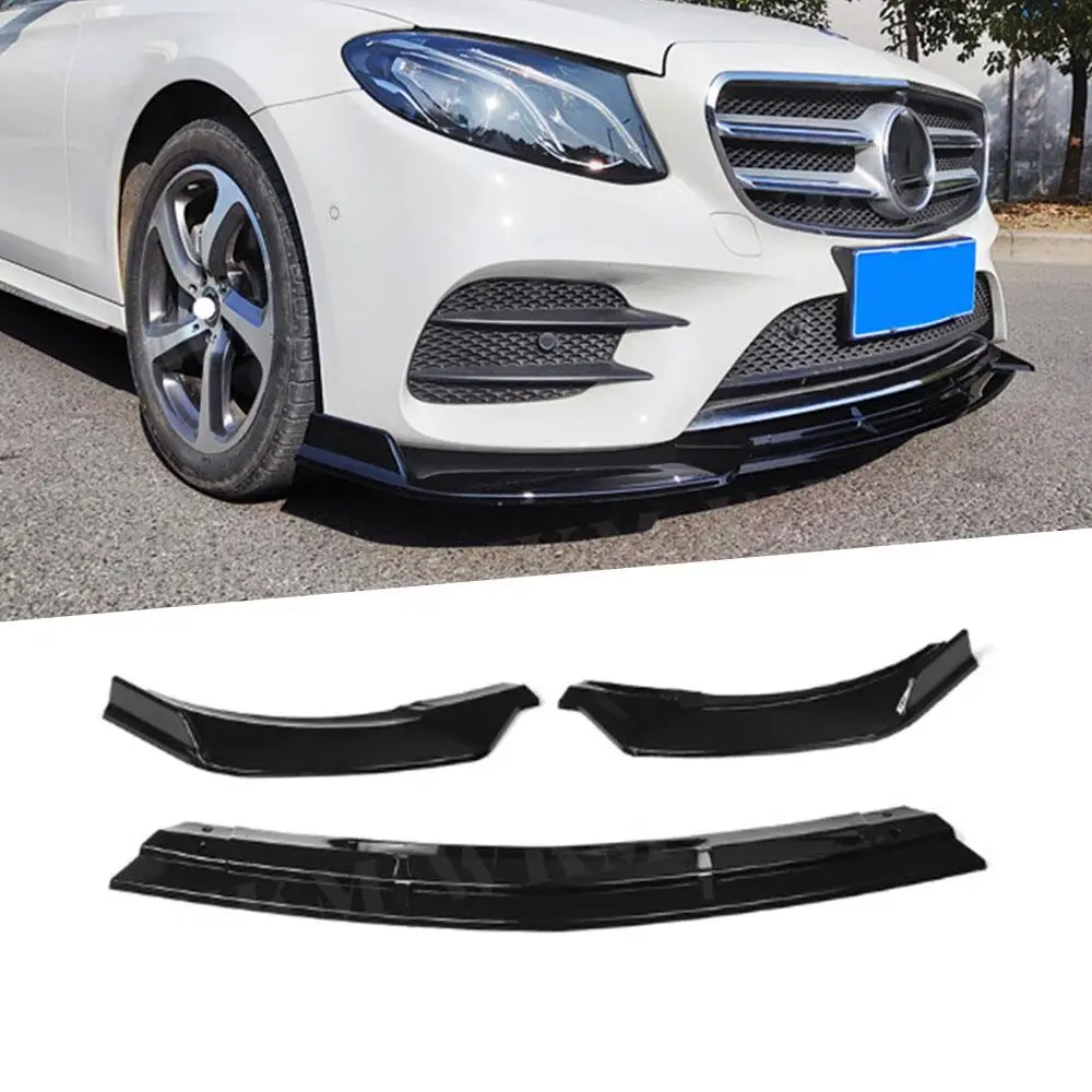 

ABS Material Three-section Front Bumper Lip Spoiler Decoration for Mercedes Benz E Class W213 E63 Sport 2017 2018 2019