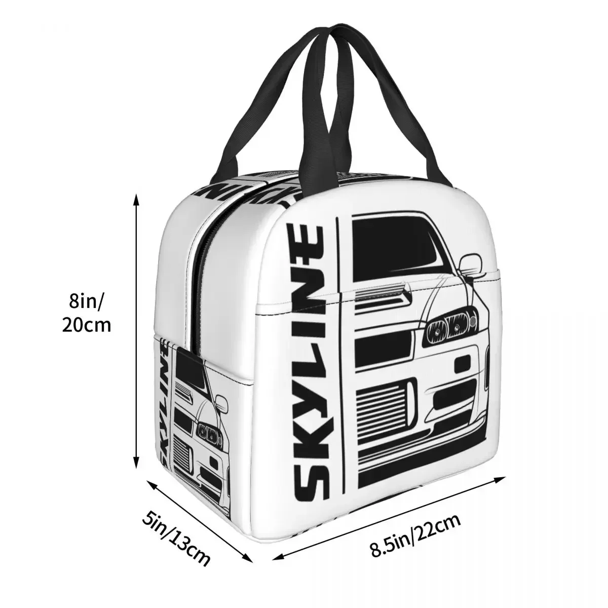 Skyline R34 G-GTR-S Car Lover Accessories JDM Cars Insulated Lunch Bag for Women Kid Leakproof Food Boxes Thermal Lunch Box Tote