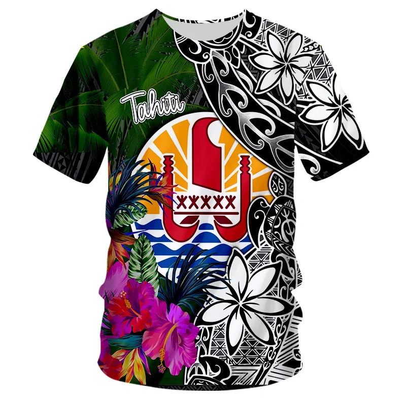 Tahitian Polynesian Tribe Men\'s T-shirt, 3D Sweatshirt, Fashion Print, Round Neck, Short Sleeve, Casual Matching Everything