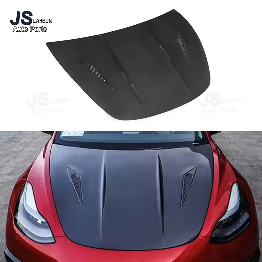 For Tesla MODEL3 Carbon Fiber Car Front Bumper Hood Hood Front Hood Vent Parts Auto Accessories Body Kits