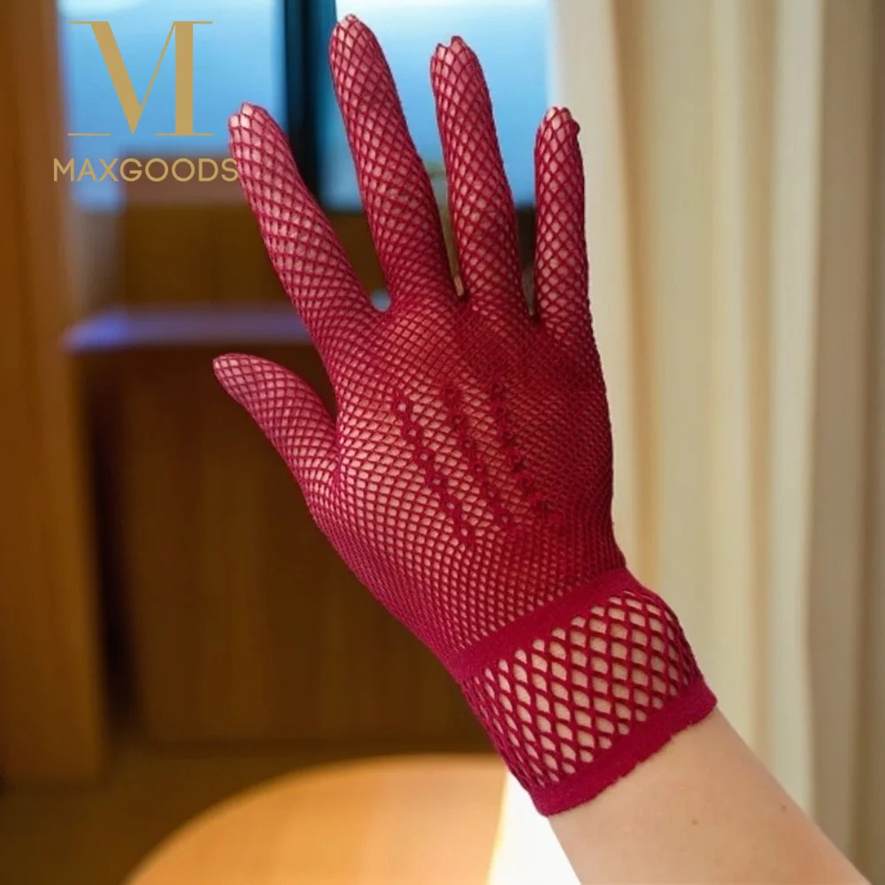 Fashion Lace Bridal Gloves Hollow-out Breathable Sheer Mesh Gloves Elegant Short Wrist Gloves For Party Prom Banquet