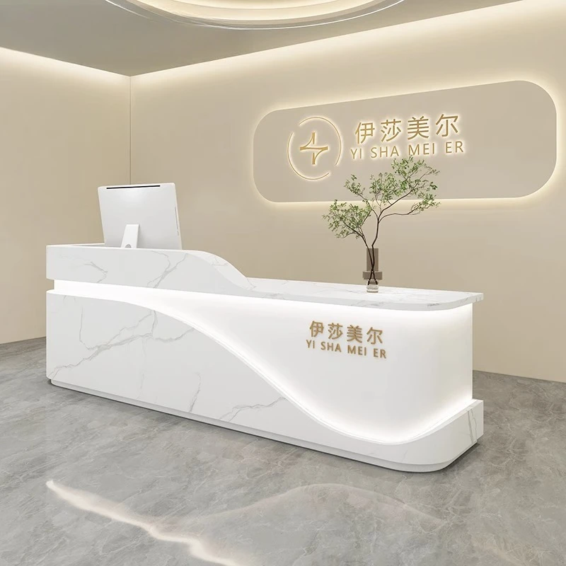 Design Elegant Checkout Welcome Beauty Salon Desks High-end Industrial Counter Desks Modern Adult Cash Register Bureau Furniture