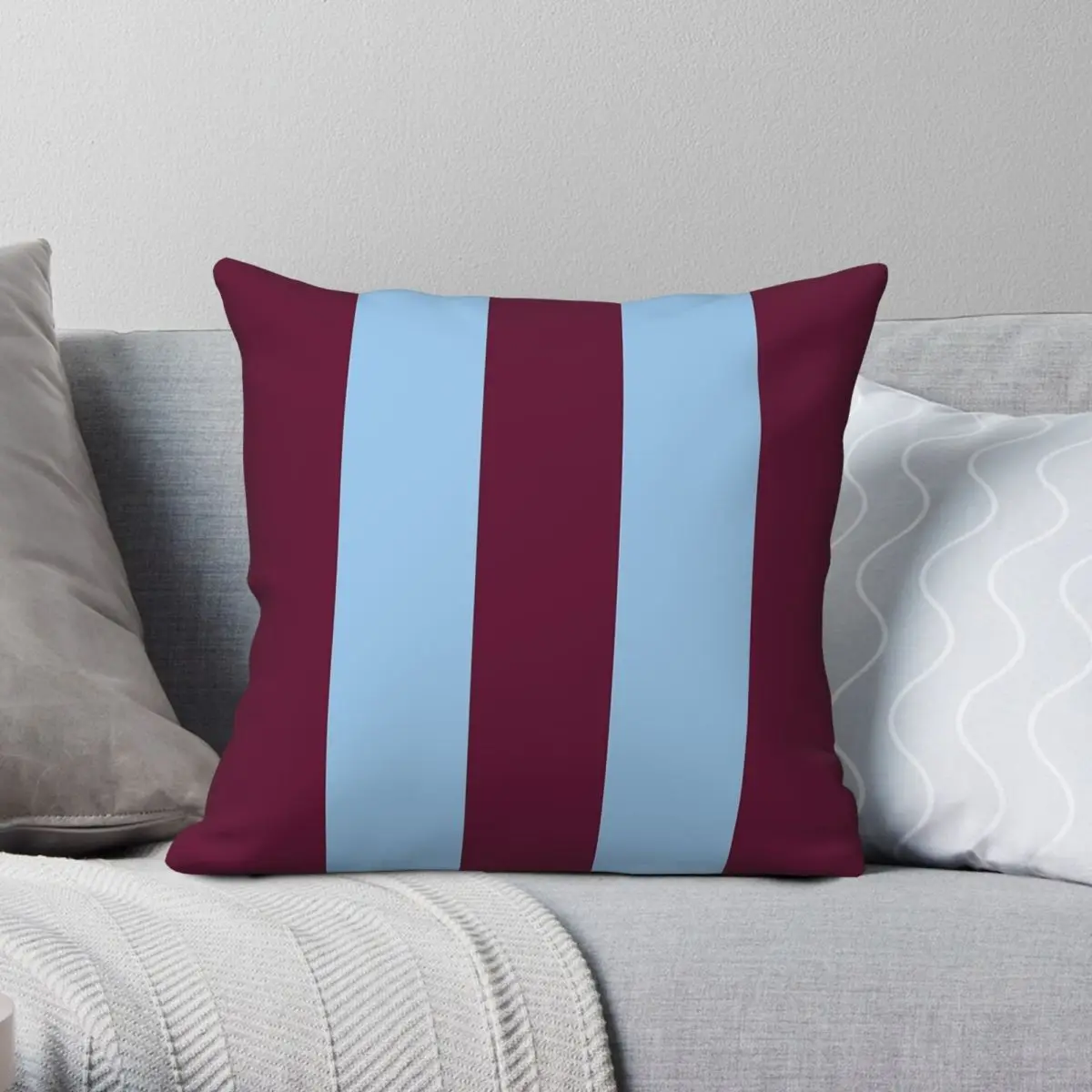 Claret And Blue Striped Pillowcase Polyester Linen Velvet Creative Zip Decor Home Cushion Case 45x45