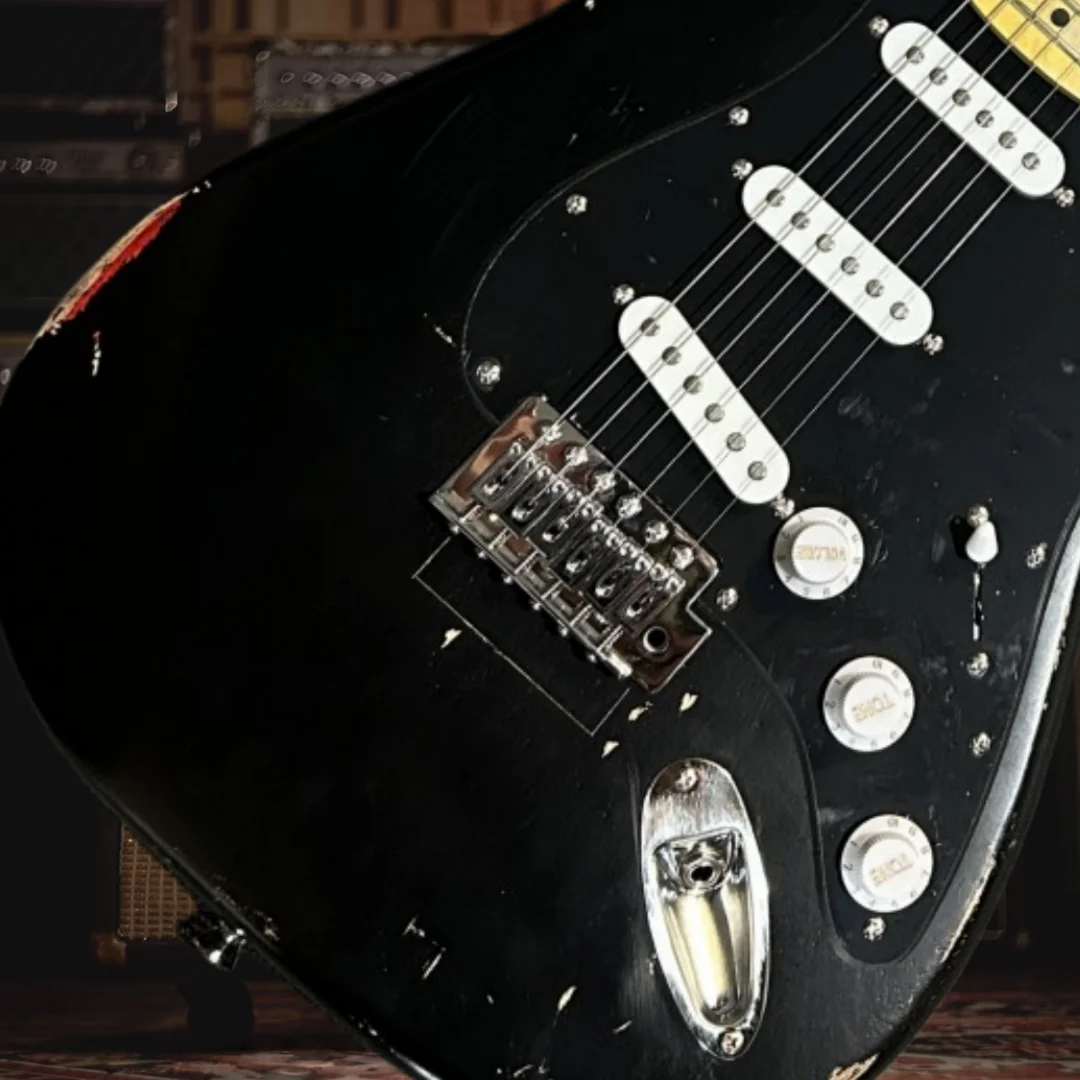 

Винтажная черная электрогитара STS с грифом из палисандра, 6 струн, конфигурация SSS, бесплатная доставка, премиум-качество, готова к игре в рок и джаз