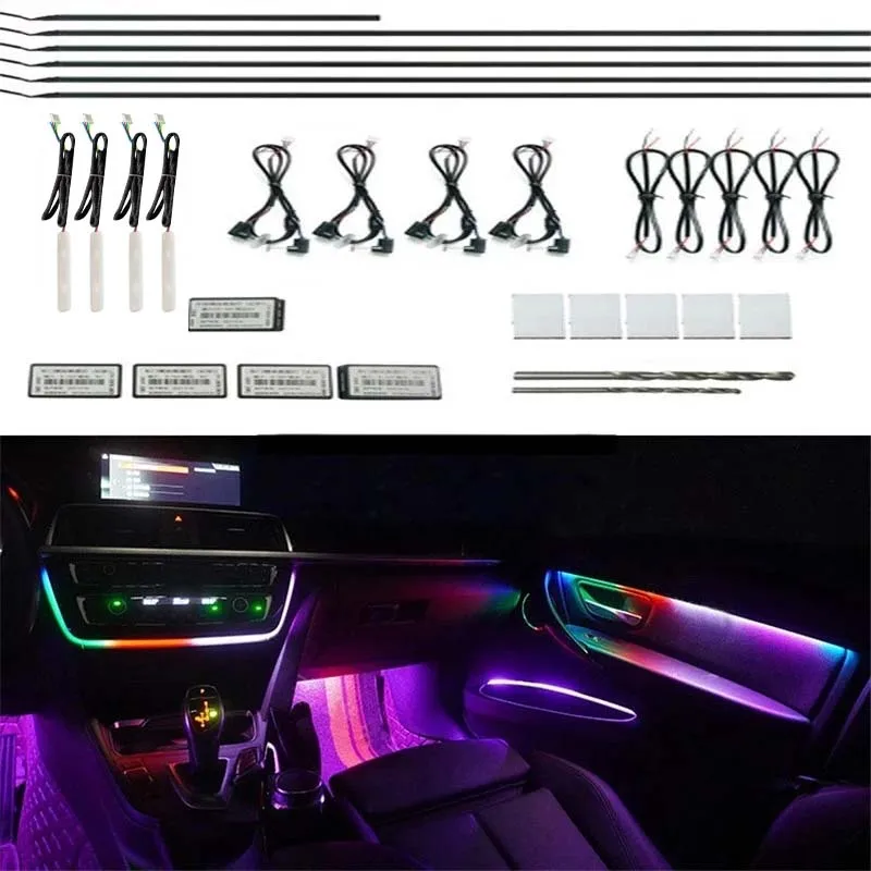 

Universal 18 in 1 Symphony 256 Color RGB Streamer Car Ambient Interior LED Acrylic Guide Fiber Optic Decoration Atmosphere Light