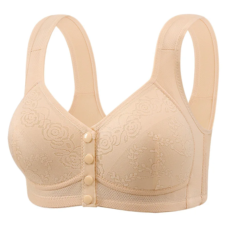 Postpartum Nursing Bra Lady Front Buttons Patterned Plus Size Girl Wire-Free Lightweight Tank-Style Full-Cup Bra Women Brassiere