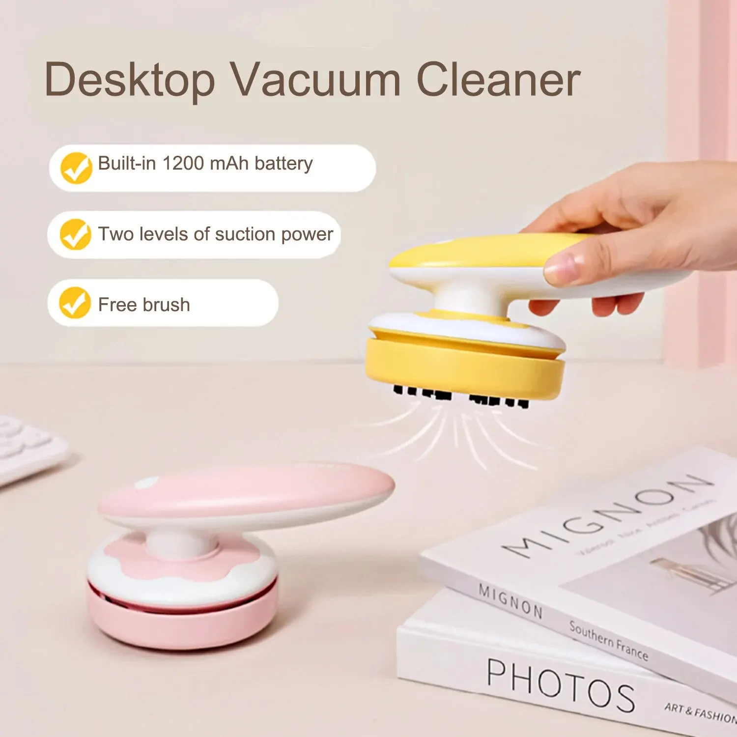 Strong Suction Desktop Vacuum Cleaner Portable Desk Mini Vacuum Cordless Mini Desk Vacuum for Cleaning Dust Crumbs Computer