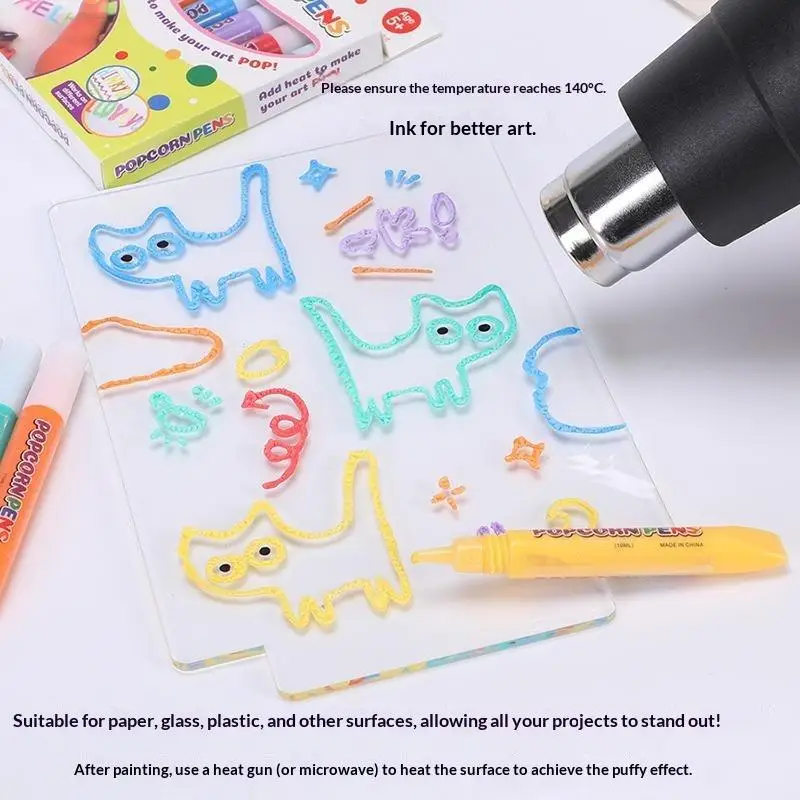 Magic 3D Popcorn Pen Multifunctional Exotic Foam Marker 1Box Non-Toxic Art Supply for Kids Greeting Card Making