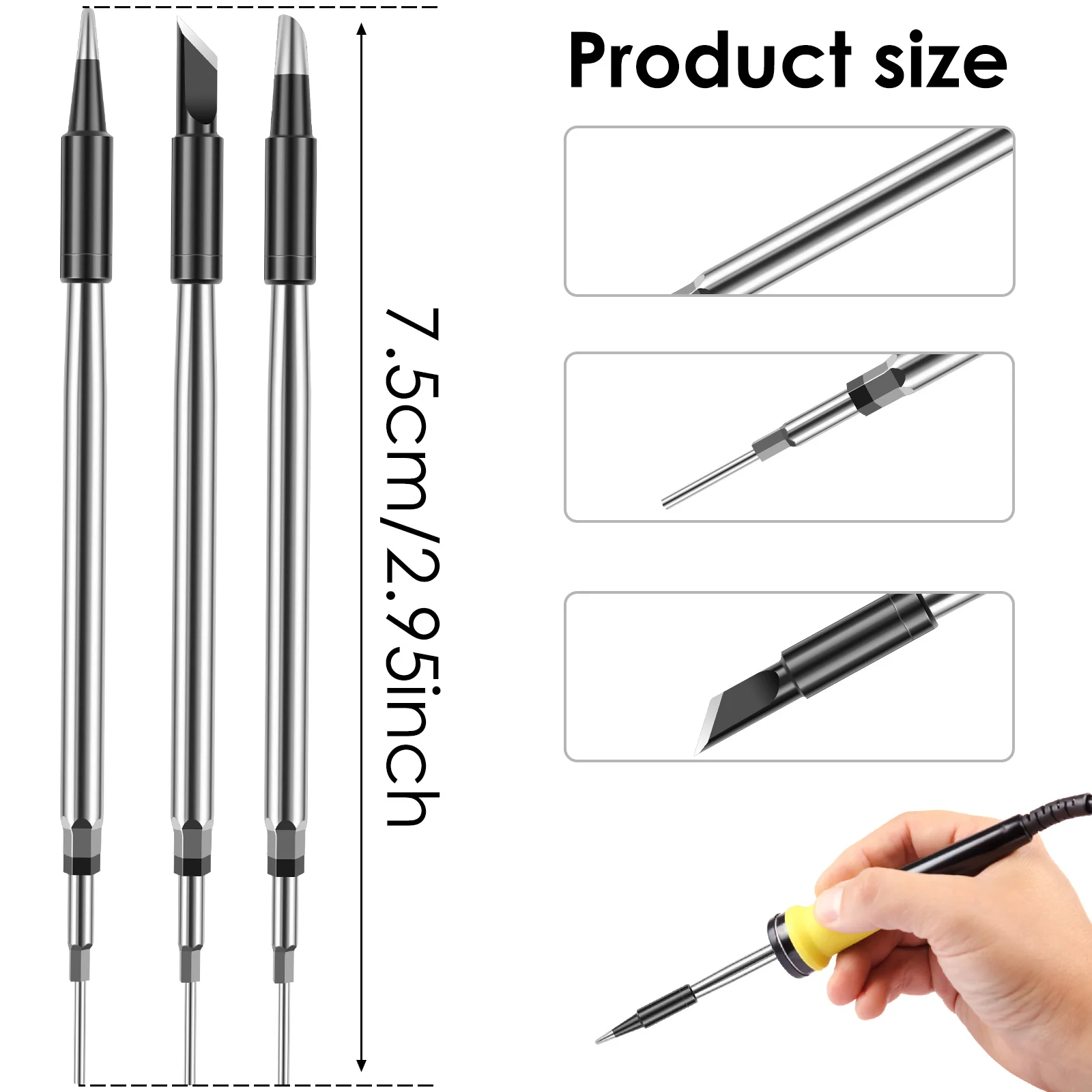 3Pcs Soldering Iron Tip Set Metal Solder Welding Tip Replacement Portable Soldering Iron Welding Tip Soldering Iron Welding Tool