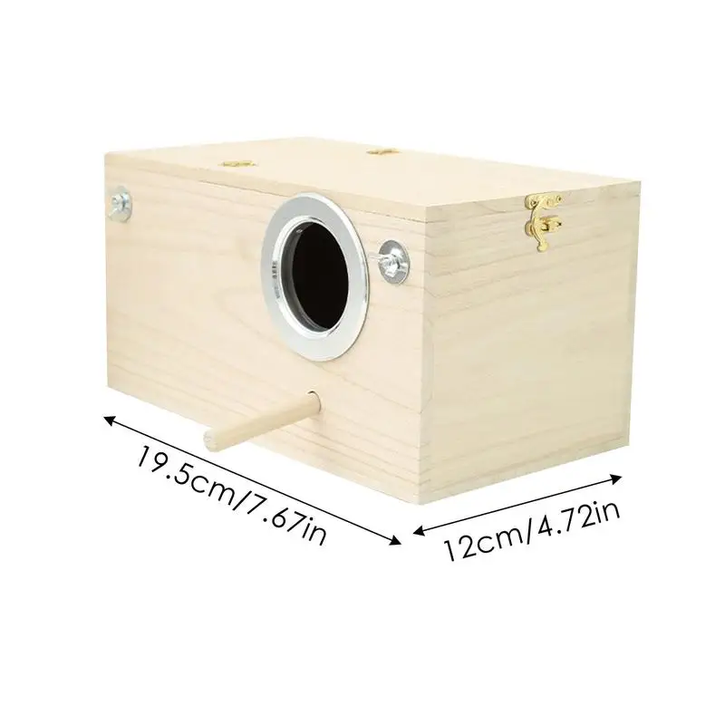 Wood Bird House Nest Birds Breeding Box With Perch Stand Spring Bird Parrot Breeding Decorative Bird Cage Mating Box Accessories