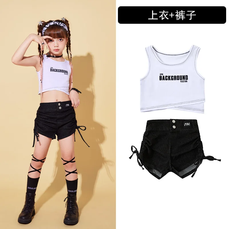 Children Fashion Top Shorts Ballroom Dancing Clothes Hip Hop Costumes for Girls Boys Dancewear Jazz Outfits Street Dance Wear