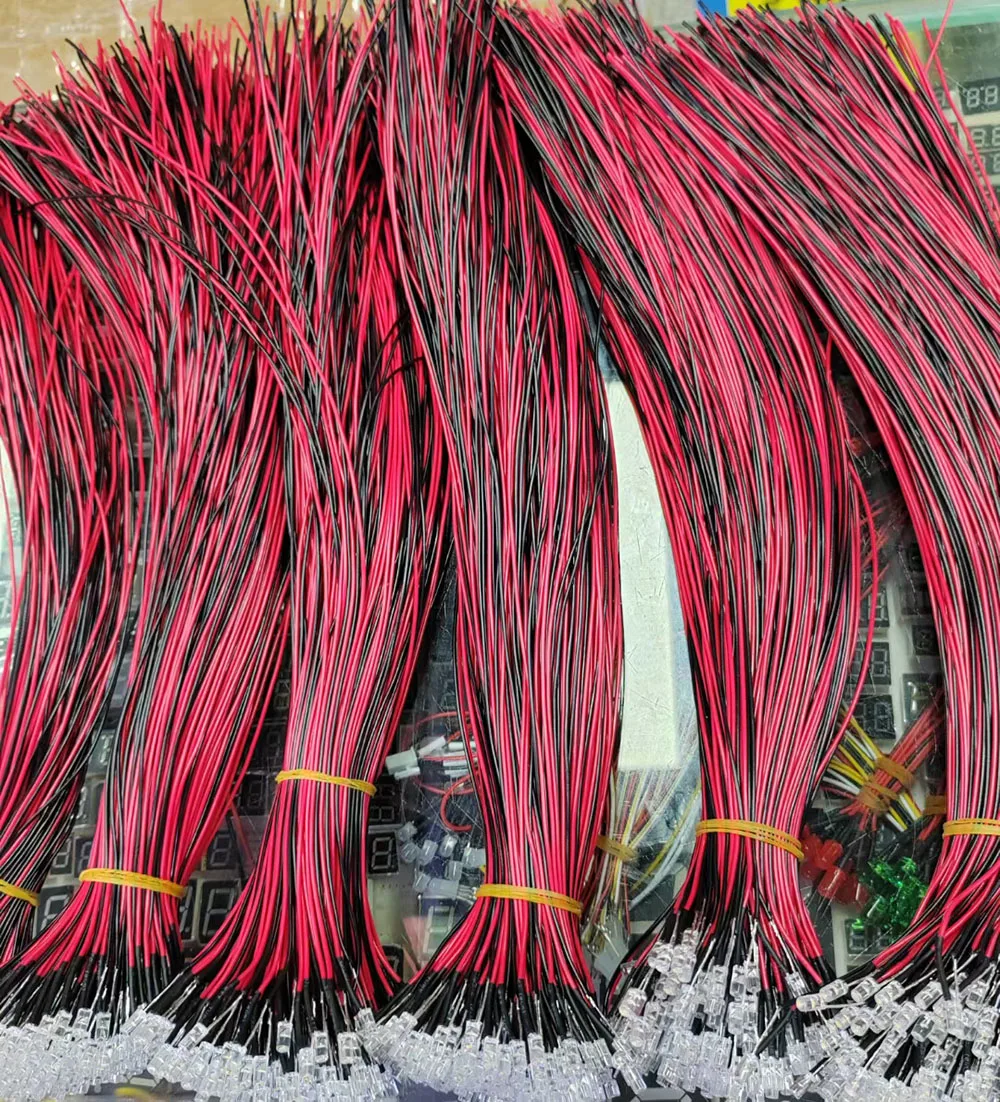 20PCS transparent LED diode pre cable 12V multiple sizes 3MM color red green blue yellow UV orange pink with bracket