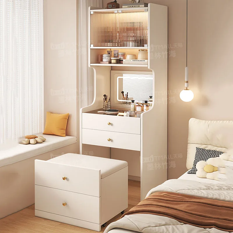 

White Cream Vanity Table High Accent Nordic Aesthetic Modern Designer Dressing Table Large Vestidores Living Room Decoration