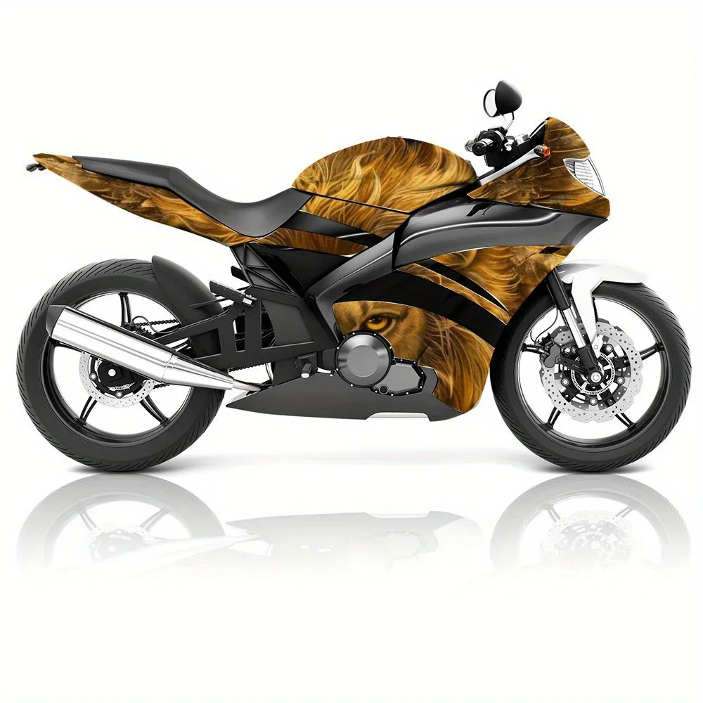 Winged Majestic Lion Print Motorcycle Full Wrap Stickers Decorative Motorcycle Race Color Change Decal Film Protect Waterproof S