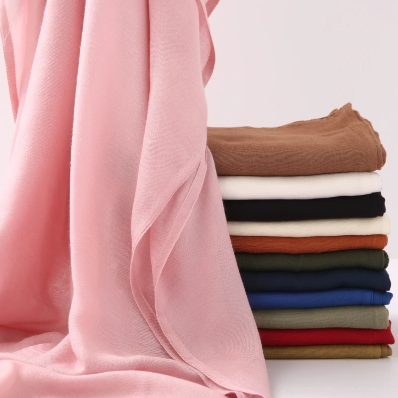 32 farben Modal Polyester Hijab Schal Zwei Linie Nähte Muslimischen Lange Schals Leichte, Weiche Turban Schal Solide Schals – Detail 12