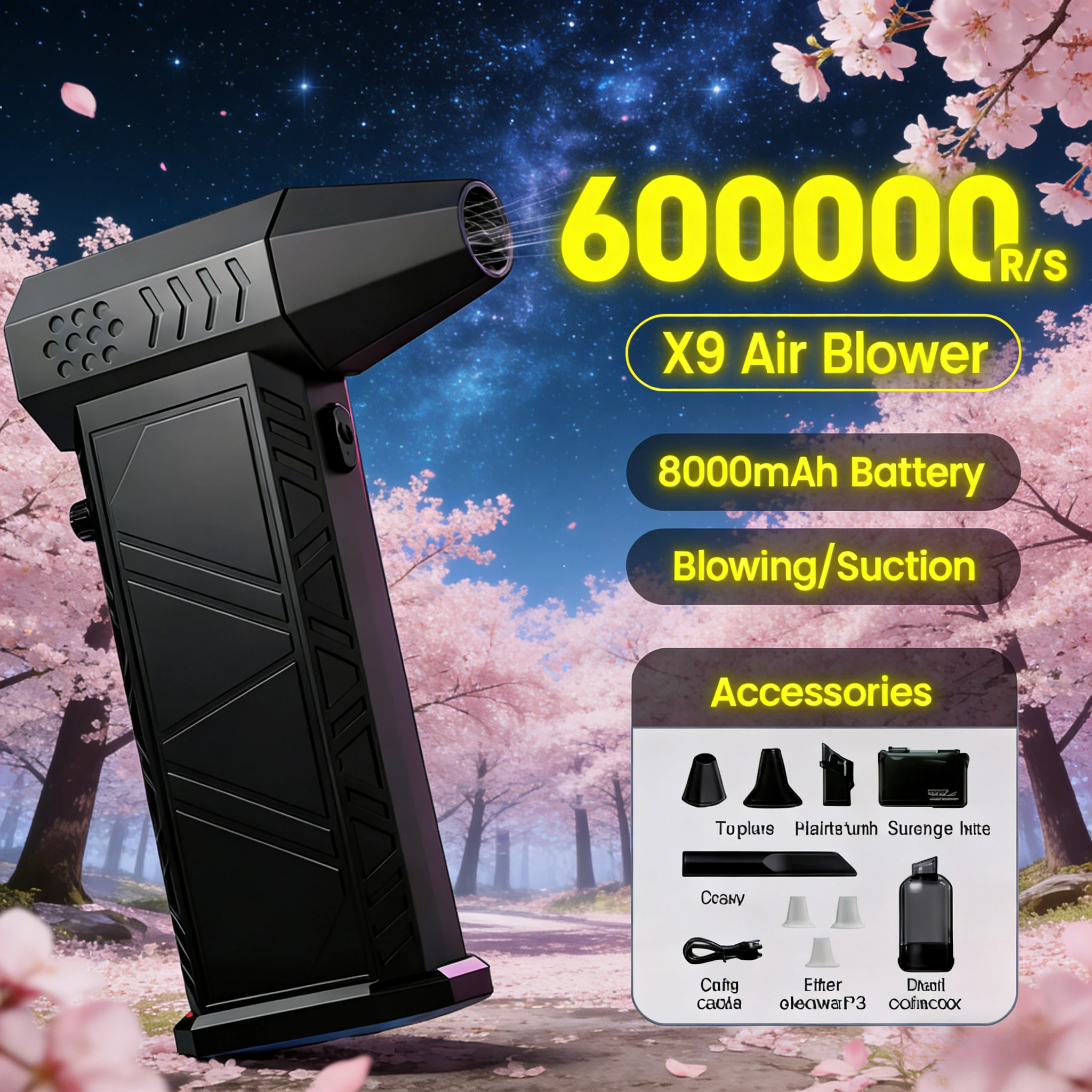 

X9 600000RPM Wind Beast Turbo Jet | 2-in-1 Blower Vacuum Brushless Cleaner for PC/Car/Home