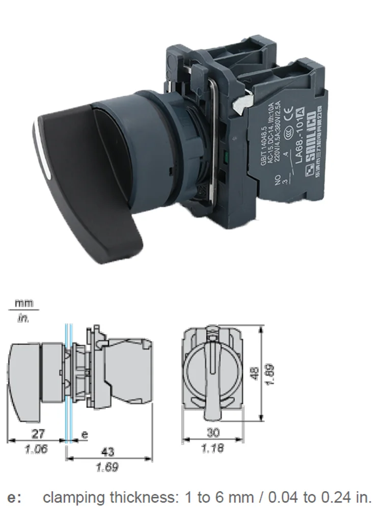 Waterproof Selector Switch Rotary Switch Manette Knob Switch Two or Three Position Long Handle SB5 LA68S XB5AJ21 AJ33 AJ53 Ø22mm