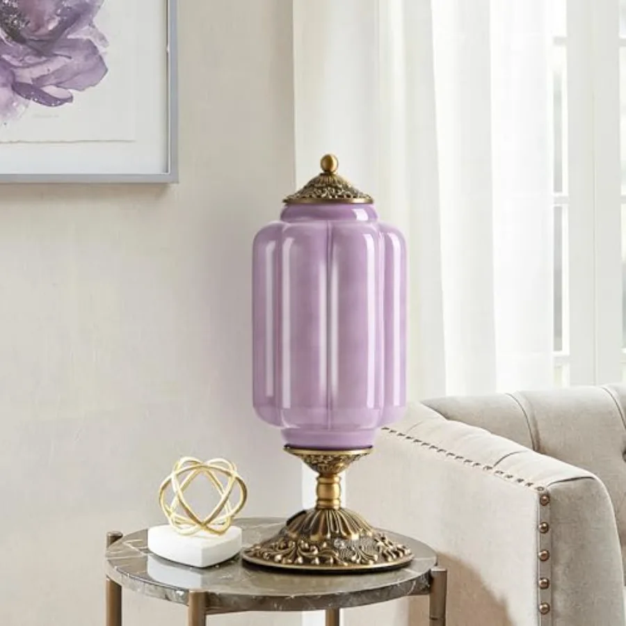 

Milk Glass Table Lamp Touch Control with USB Charging Port Vintage Bedside Desk Lamp Stepless Dimming for Bedroom Living Room N