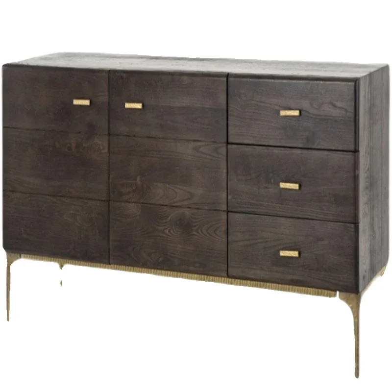 

Side cabinet Solid wood entrance Industrial style retro storage cabinet Locker