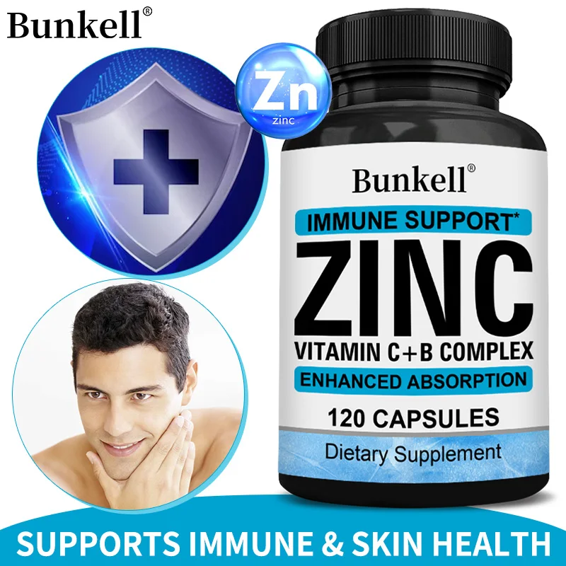 

Zinc Supplements 120 Vegetarian Capsules - Boosts Energy Production, Immune Support, Antioxidant