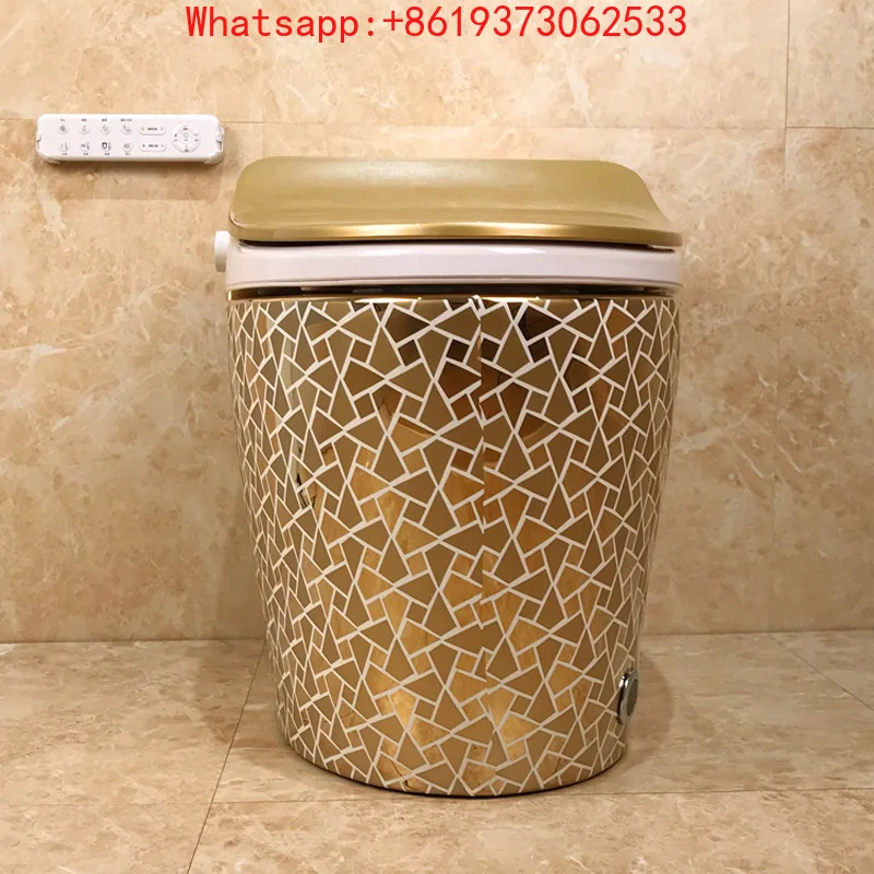 

Титановый умный унитаз с постоянной температурой, автоматическим дистанционным управлением, сиденьем с золотым ремешком и пультом ДУ