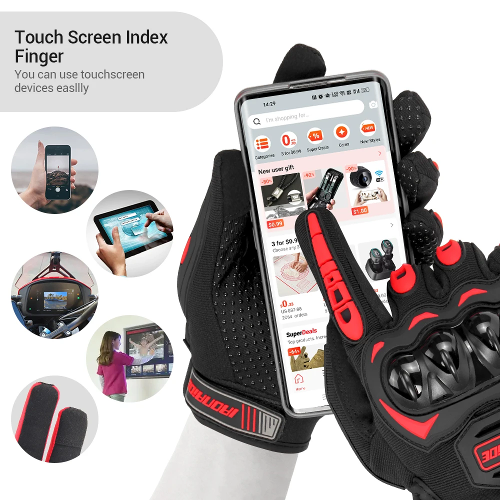 Guanti Moto estate impermeabile Touch Screen guanti a dita intere guanti protettivi Anti-caduta Moto guanti da equitazione antiscivolo