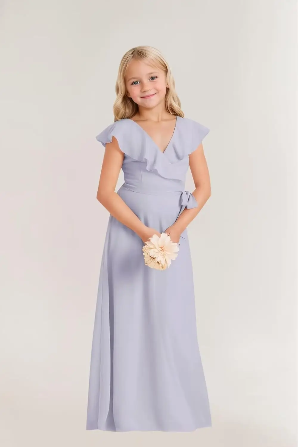 A Line Short Sleeves Junior Bridesmaid Dresses for Wedding Chiffon A-Line Formal Party Flower Girl Dress  Girl Dress