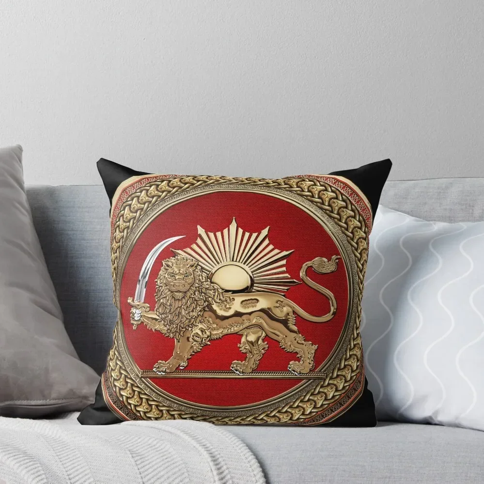 

Gold Persian Lion and Sun over Black Velvet Throw Pillow sleeping pillows home decor items pillow