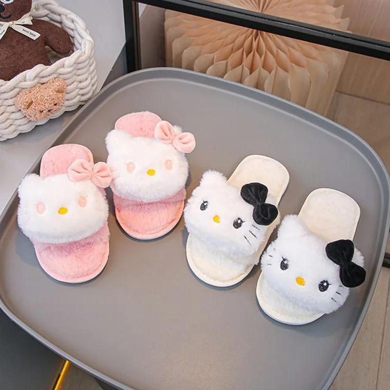 

Kawaii Sanrio Autumn Winter New Pantuflas Mujer Home Cute Hello Kitty Anti Slip Fashion Women Soft Slippers Girl Holiday Gift