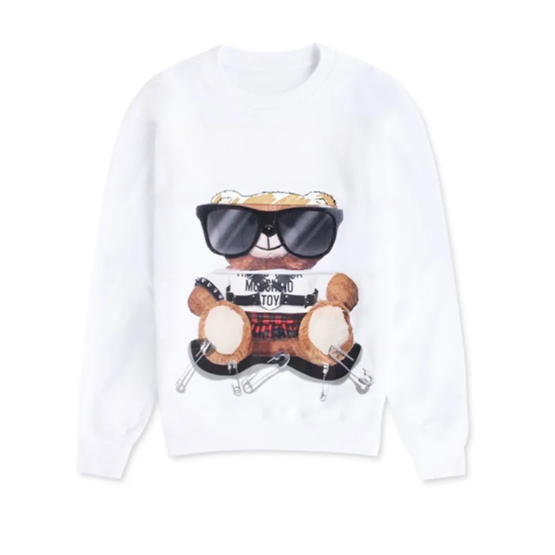 Teddy Bear Crew Neck Sweater Moschino Women Pullover Sweater Fashion Light Luxury Trend Pure Cotton Comfortable