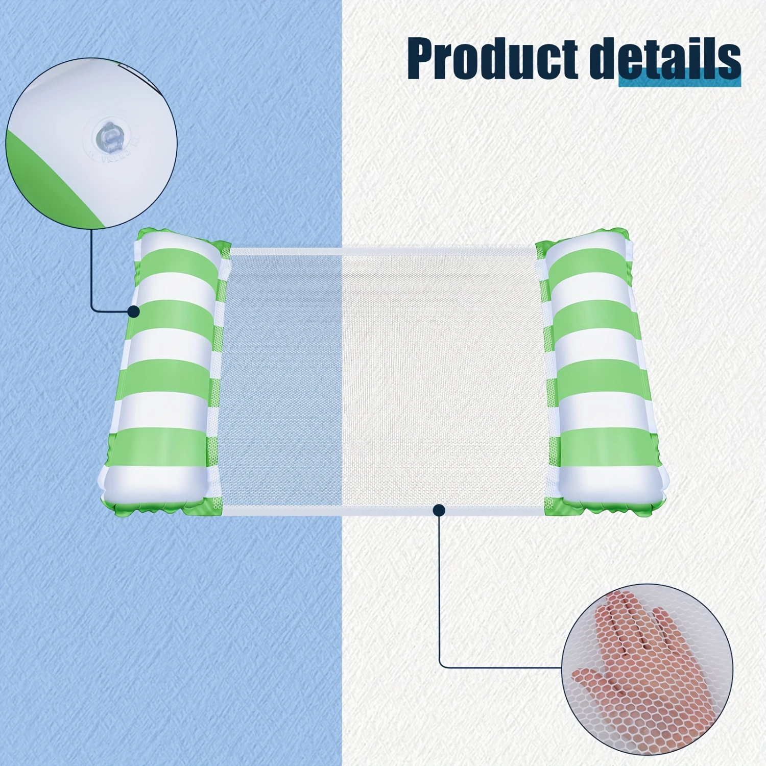 

Набор из 3 надувных матрасов для бассейна, 4-в-1: многофункциональный надувной гамак-шезлонг из ПВХ с антипригарным покрытием для отдыха и развлечений