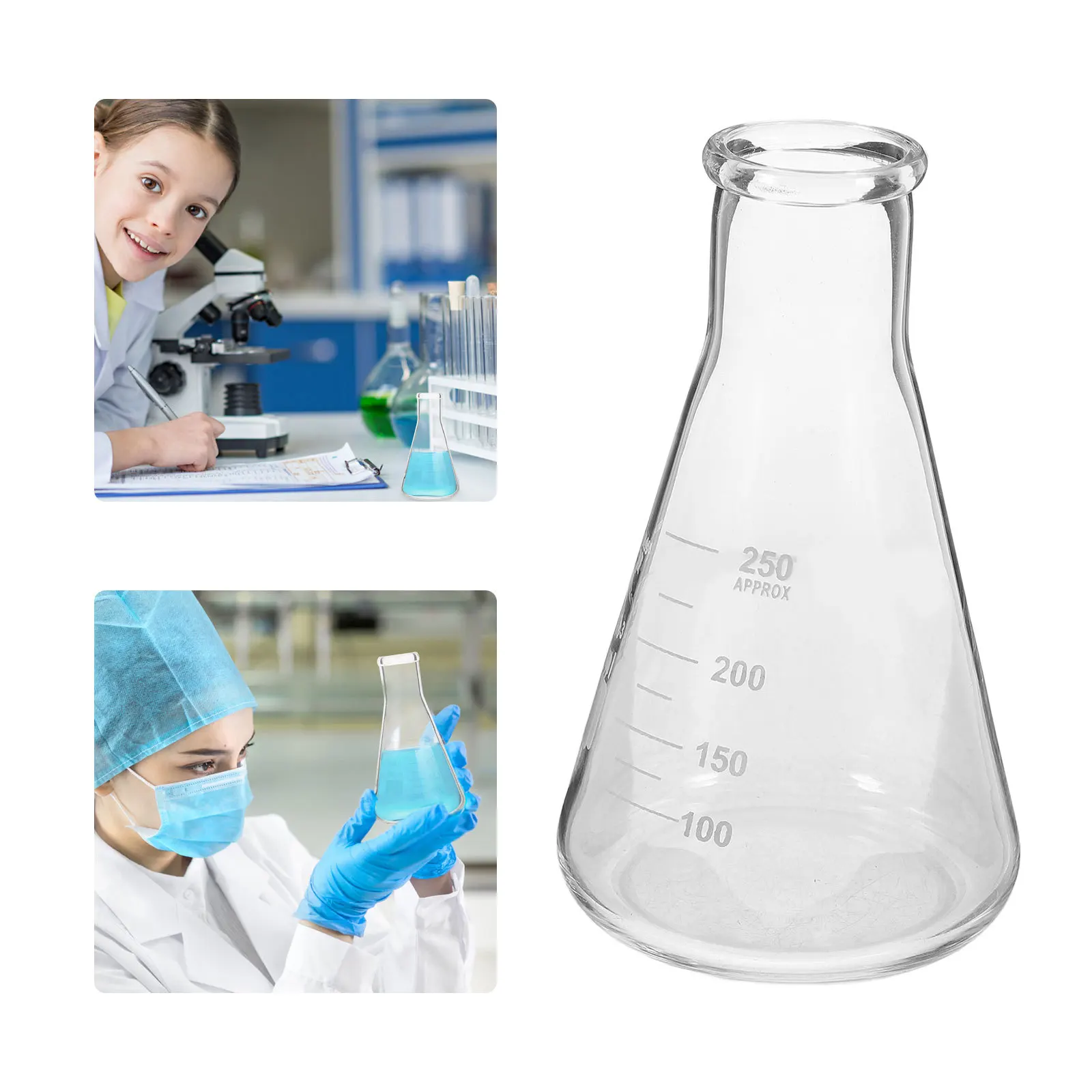 

2Pcs Thickened Transparent Glass Erlenmeyer Flasks Durable for Lab Experiments Chemistry Class Storage Flasks Erlenmeyer Flask